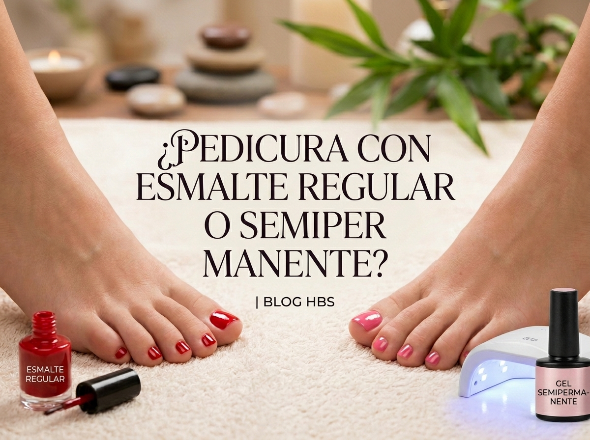 pies esmaltados con esmalte regular y semipermanente con el tema del artículo en el centro