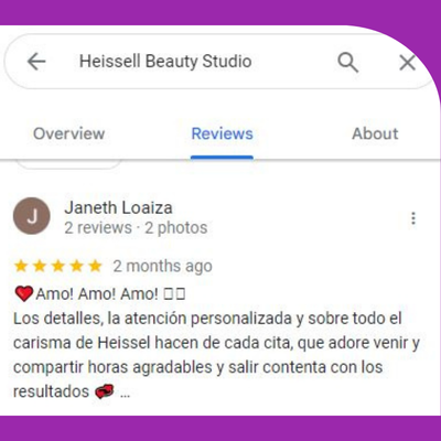 Reseña de cliente real de Heissell Beauty Studio